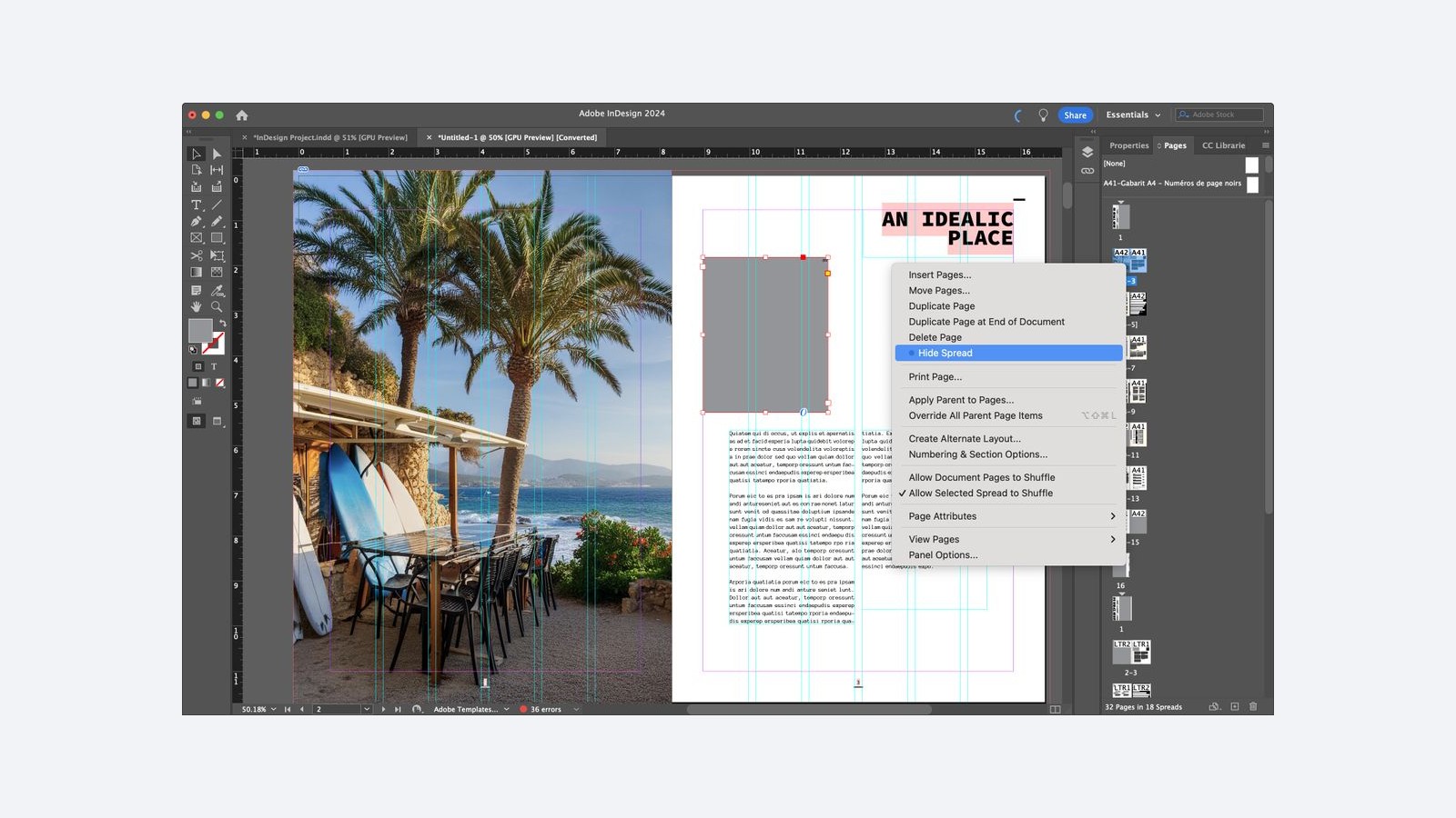 InDesign 杂志版面编辑界面